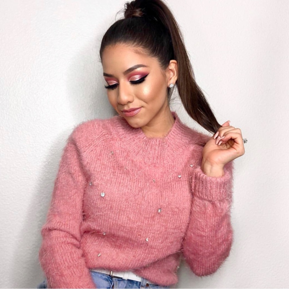 Pink Sweater with Rhinestone detailing